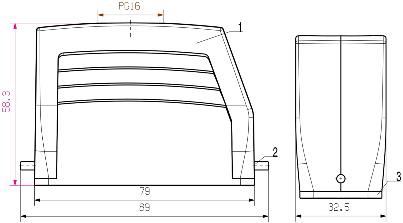 כיסוי למחבר תעשייתי WEIDMULLER HE HDC 16A TOLU 1PG16G